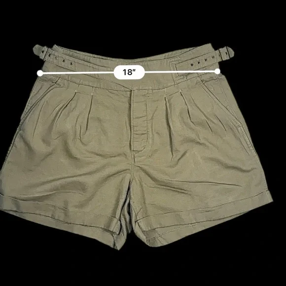 Banana Republic Khaki Linen Blend Pleated Belted Shorts – Size 14 - Picture 9 of 13
